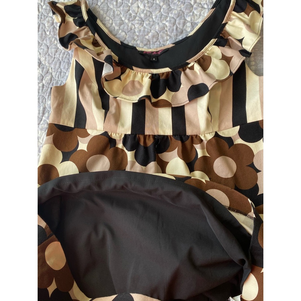 Betsey Johnson Dress Vintage Mod Flower 90s does 60s Cotton Spandex Lined Size 8 - Picture 9 of 15